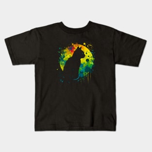 Psychedelic Cat Silhouette #4 Kids T-Shirt